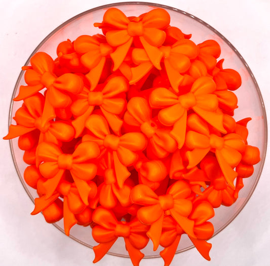 3D orange ribbon bow long tail (HBK exclusive & collab) silicone focal bead