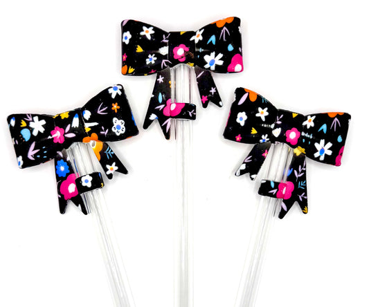 Midnight daisy silicone bow straw topper (HBK exclusive & collab)