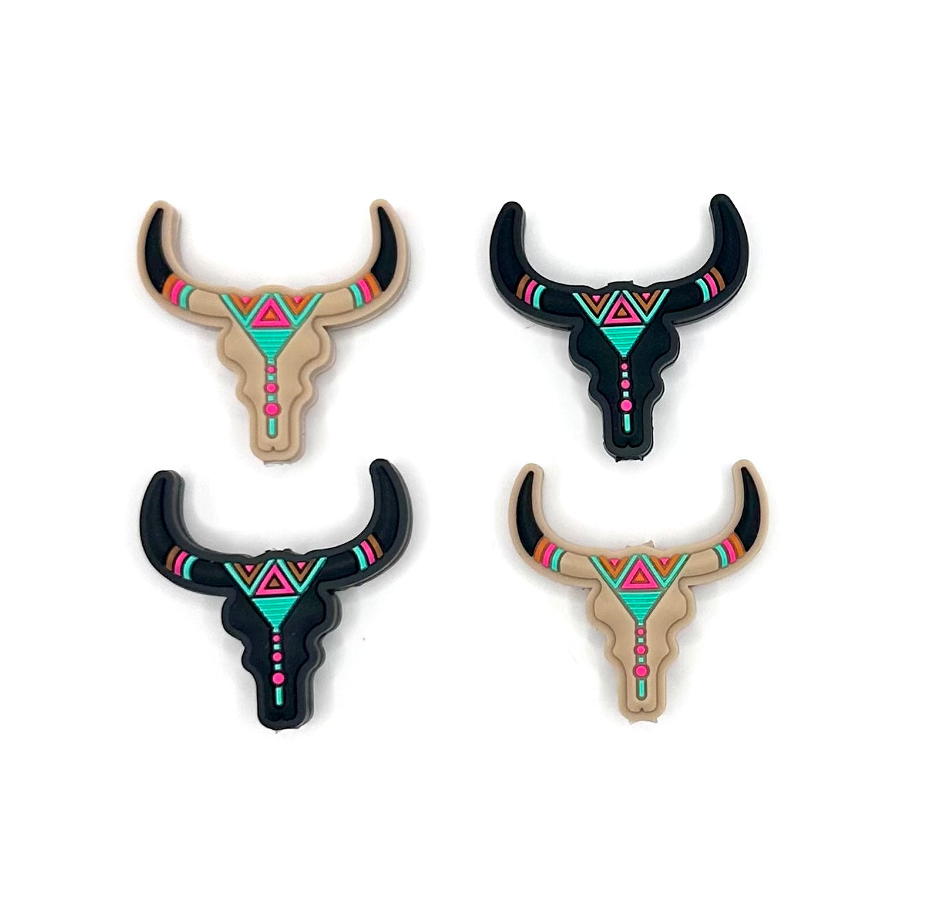 Tribal steer skull silicone focal bead