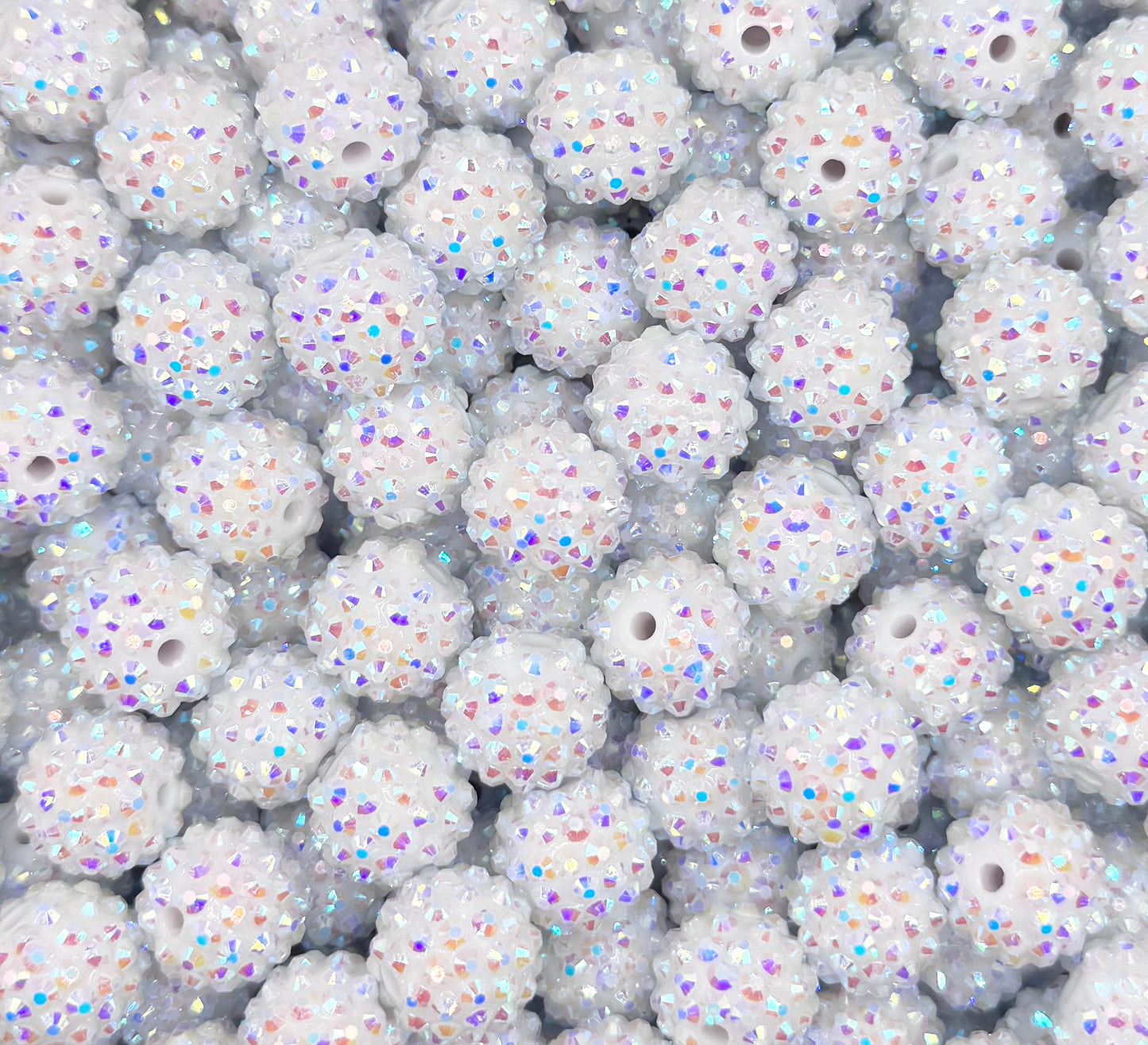 16mm white rhinestone acrylic bead