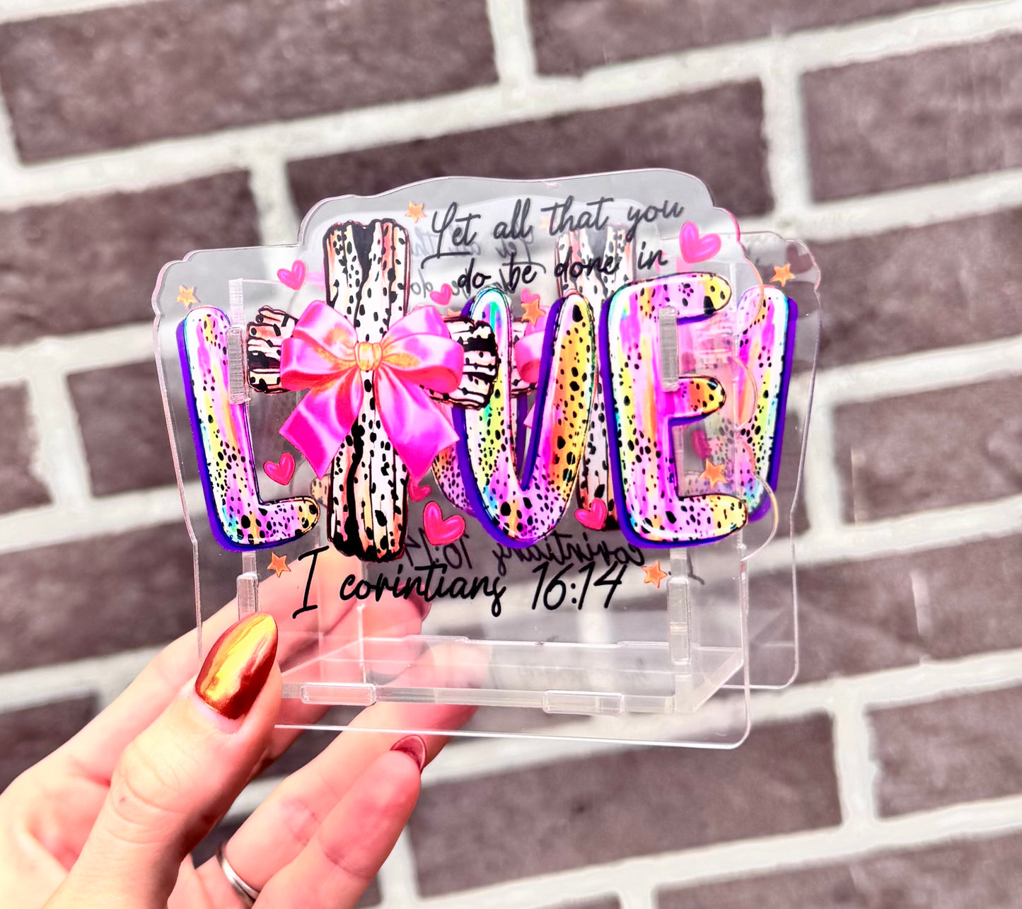 Let all you do be done in love acrylic pen holder