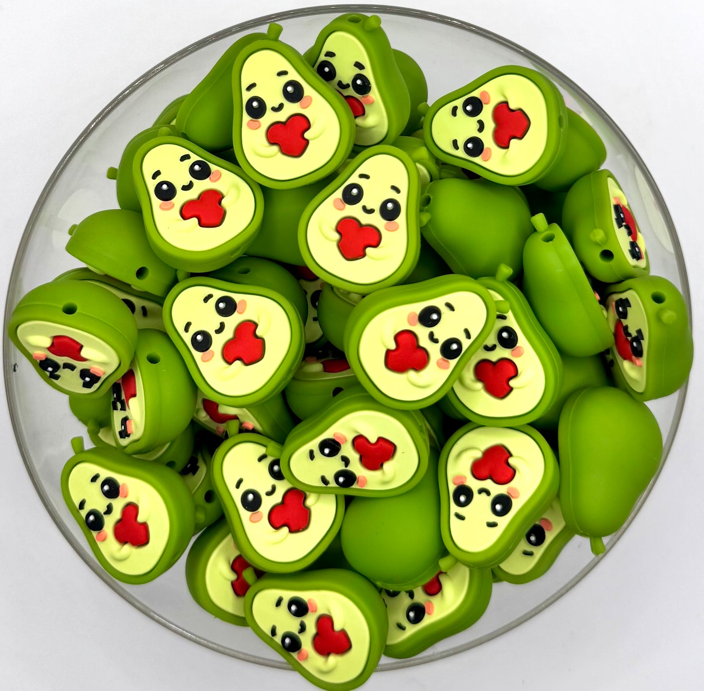 3D avocado silicone focal bead￼