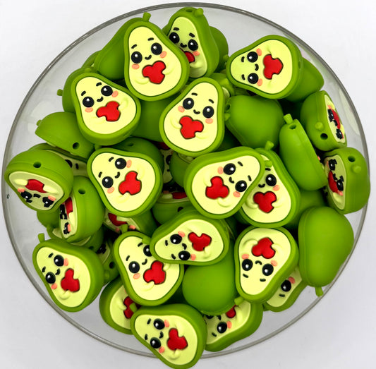 3D avocado silicone focal bead￼