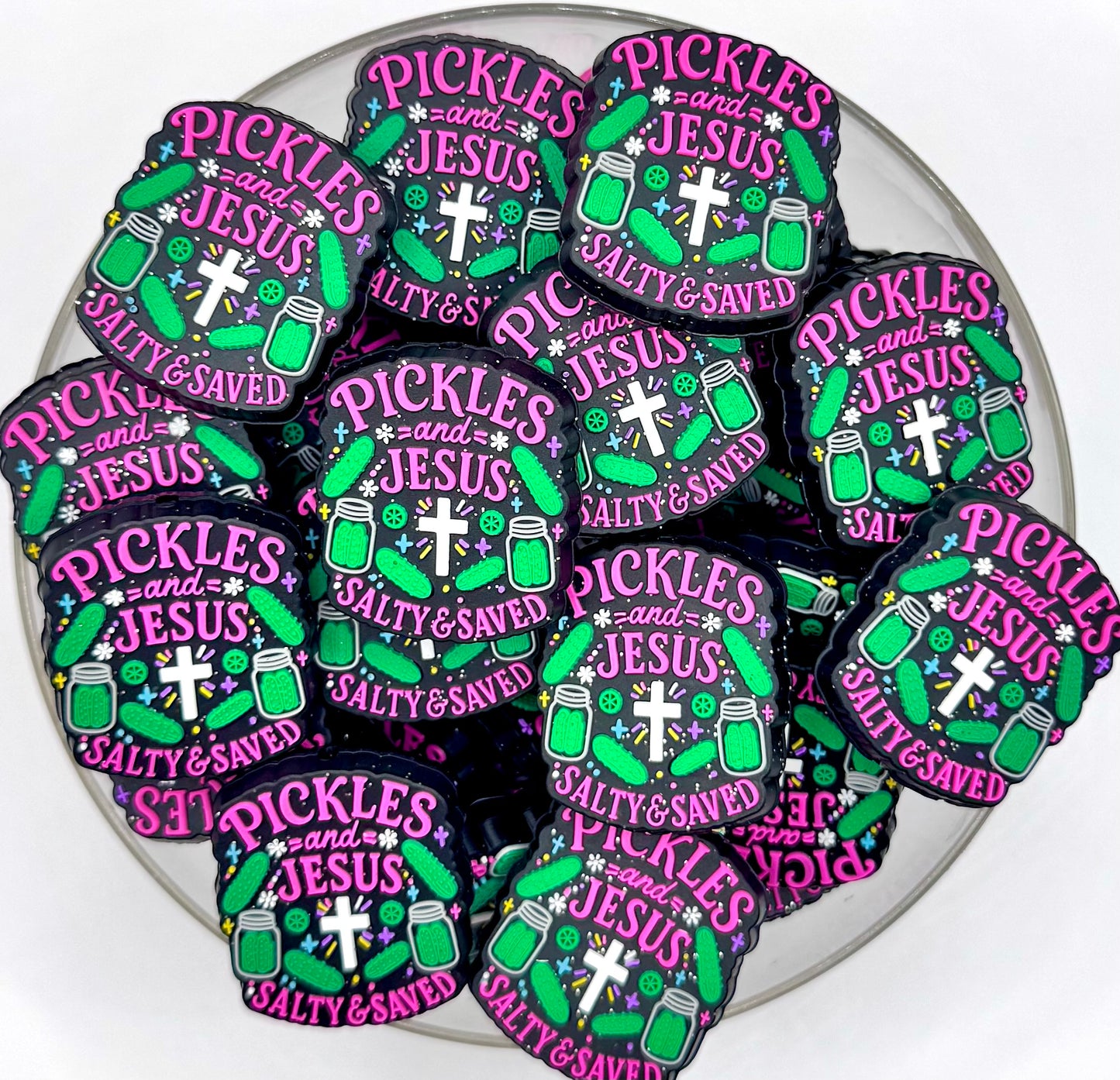 Jesus and pickles salty & saved (HBK exclusive) silicone focal bead