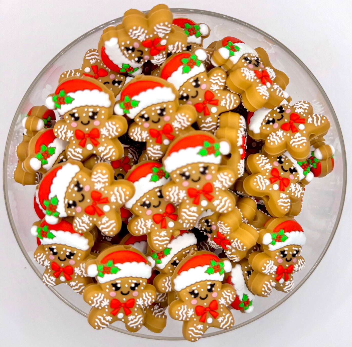 3D Christmas gingerbread man silicone focal bead