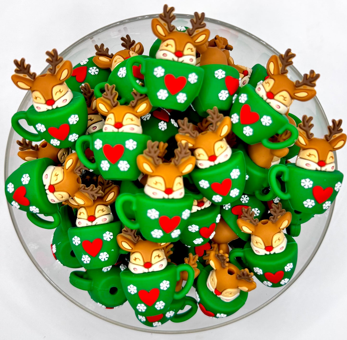 3D reindeer Christmas mug silicone focal bead ￼