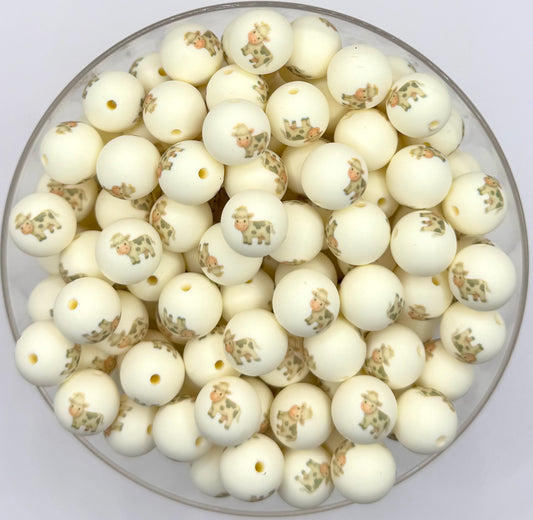 15mm farmhouse cow (HBK exclusive) silicone bead