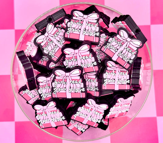 Girl read your Bible silicone focal bead