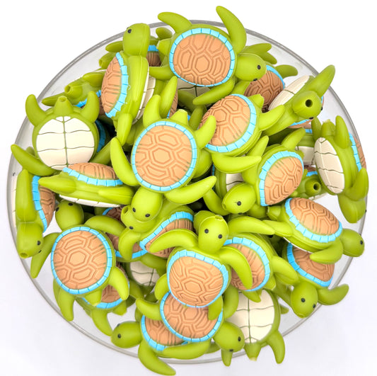 3D sea turtle silicone focal bead