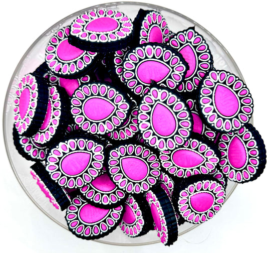 Hot pink rhinestone silicone focal bead