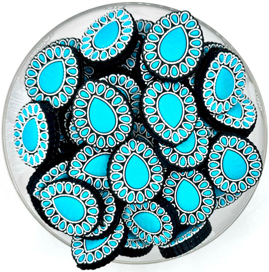 Turquoise rhinestone silicone focal bead