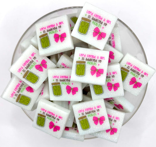 Lord forbid a girl is addicted to pickles (HBK exclusive & collab) silicone focal bead GLOWS IN DARK
