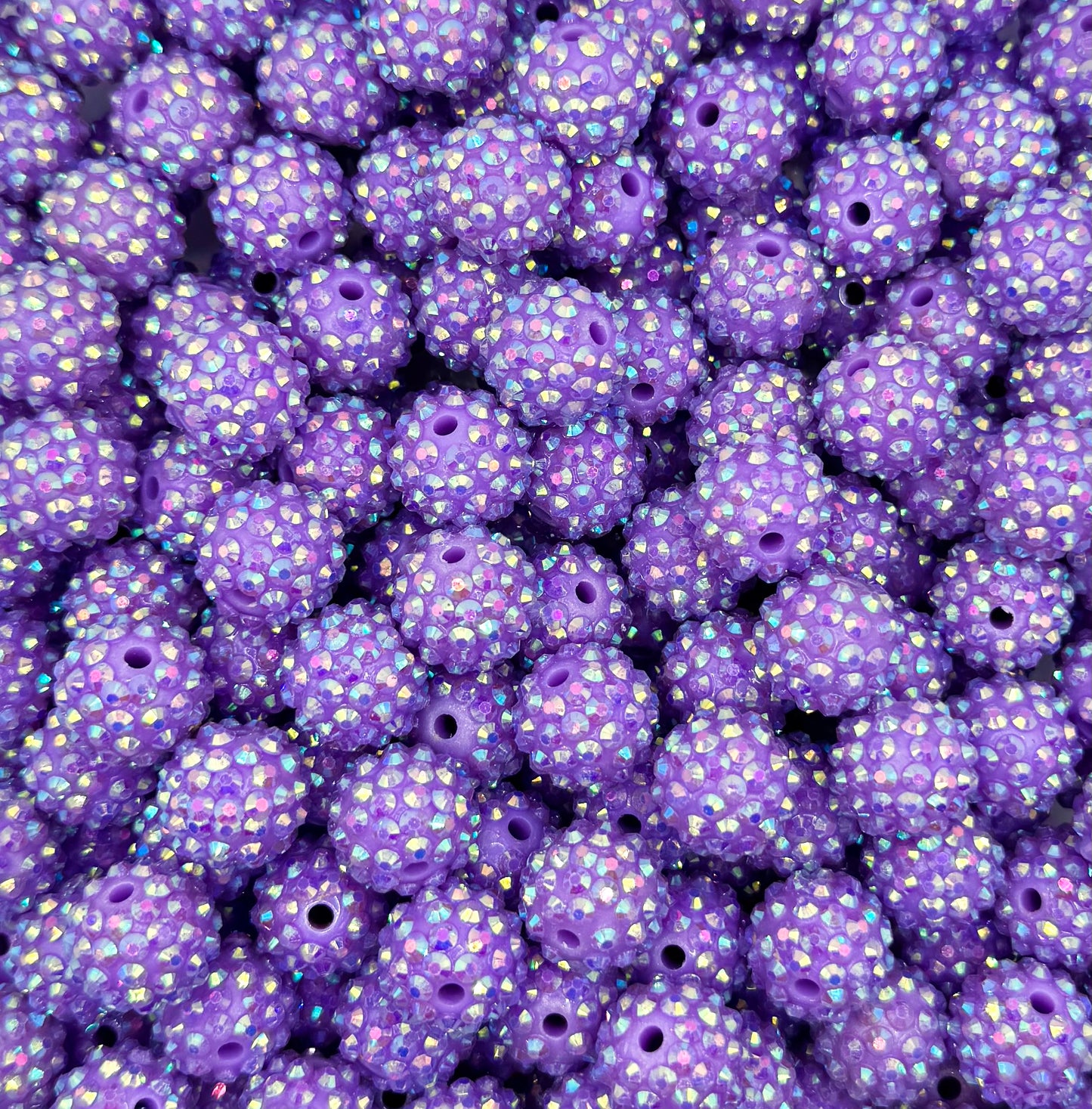 16mm purple rhinestone acrylic bead