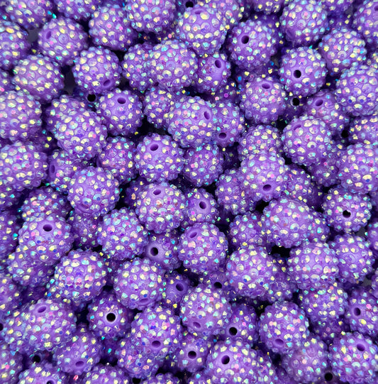 16mm purple rhinestone acrylic bead