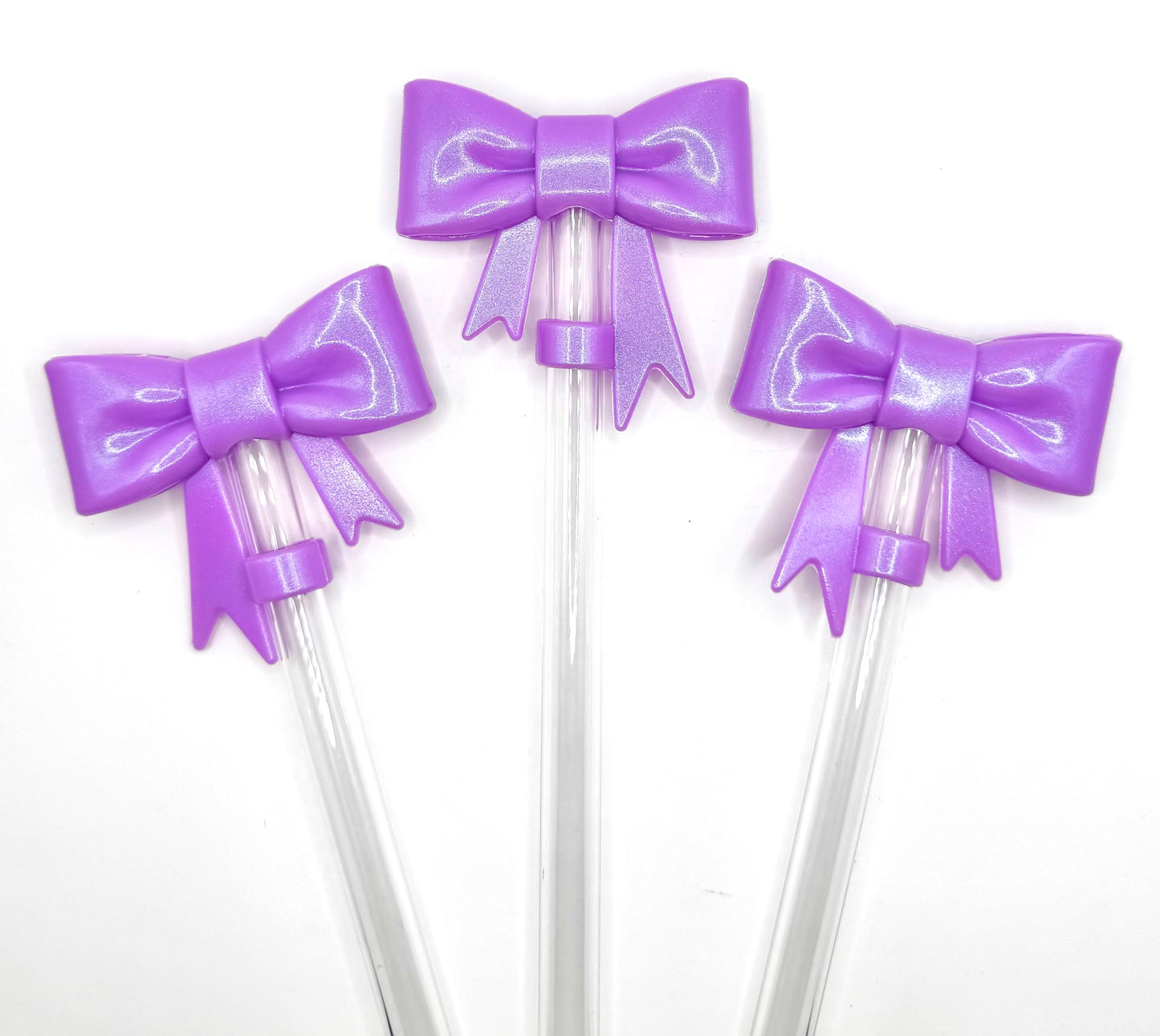Opal bow silicone straw toppers