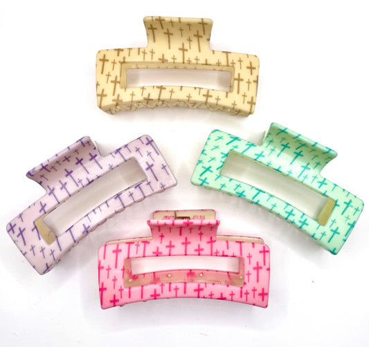 Cross print claw hair clips (HBK exclusive)