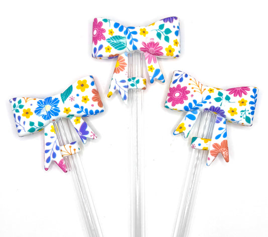 Pastel daisy silicone bow straw topper (HBK exclusive & collab)