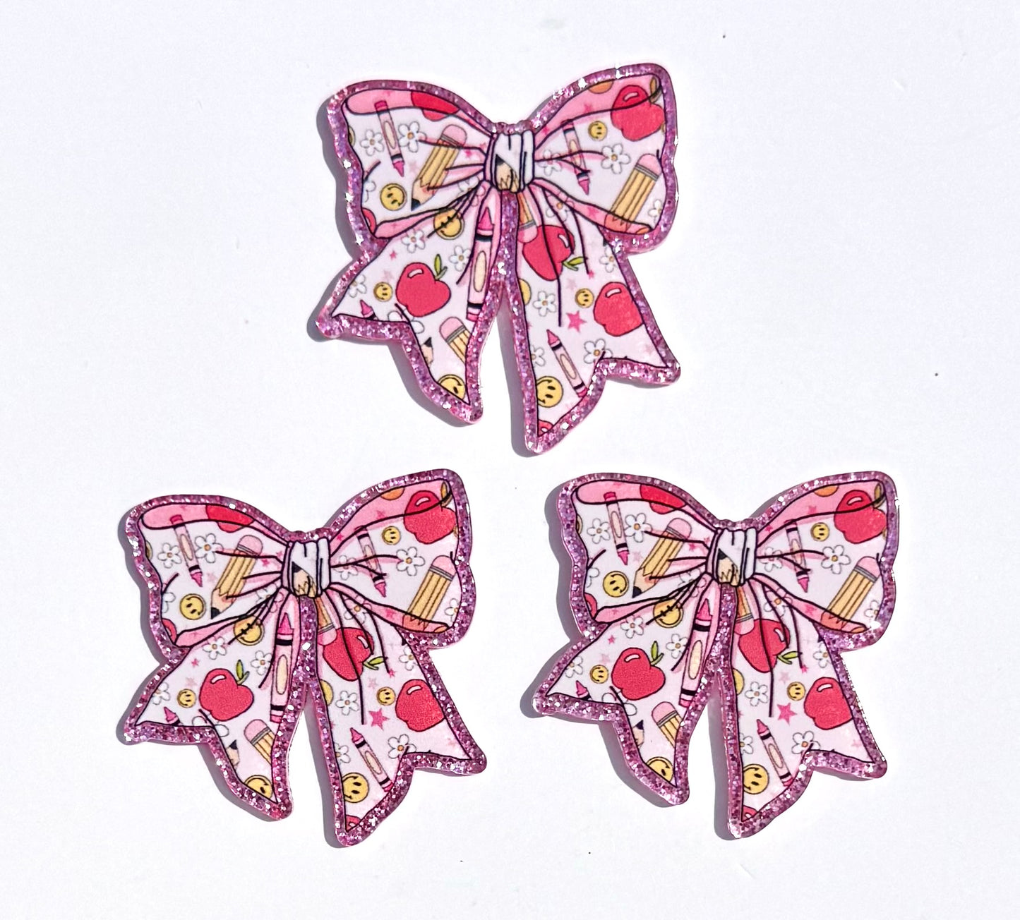 Teacher bow acrylic flat back