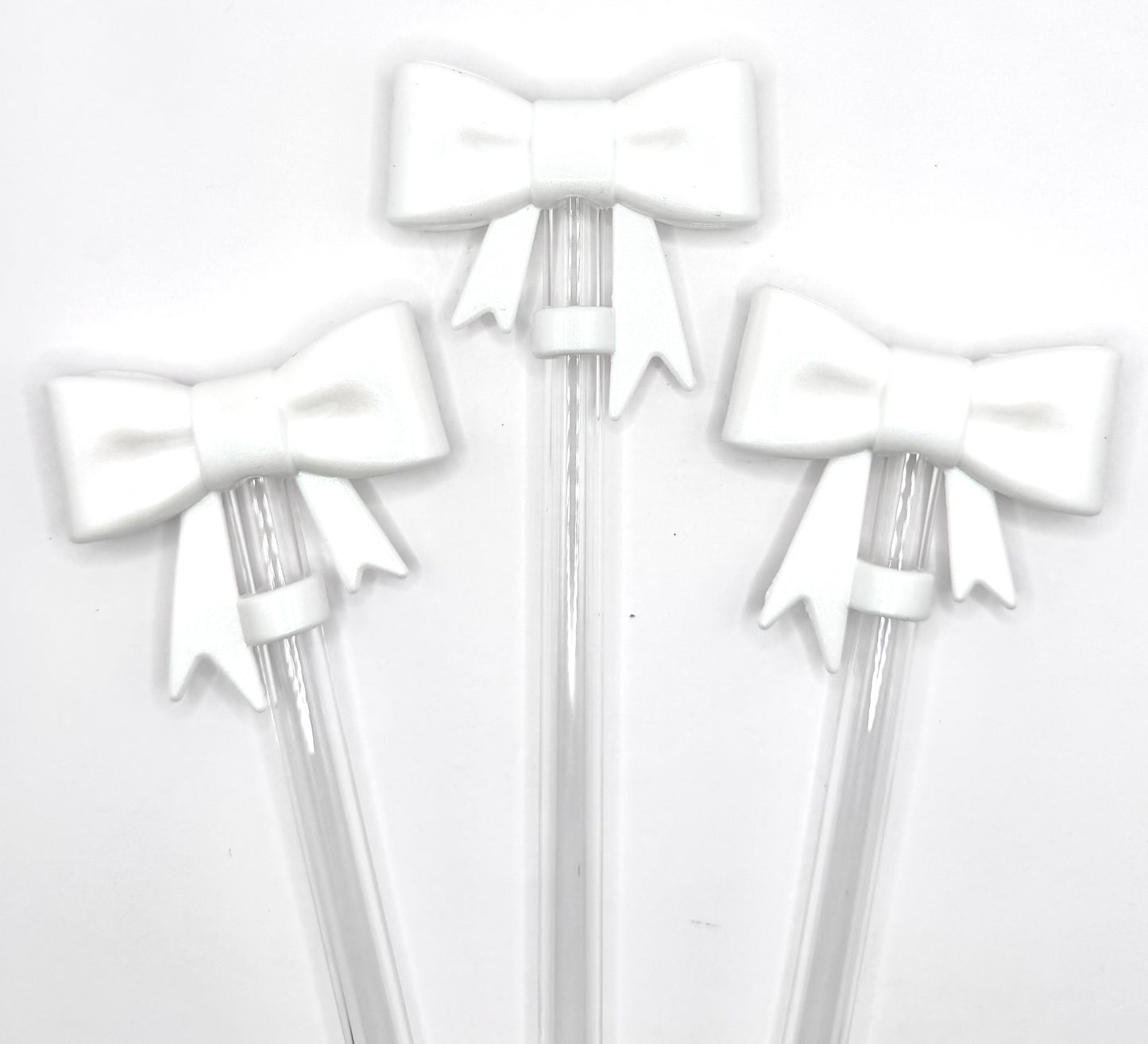 Opal bow silicone straw toppers