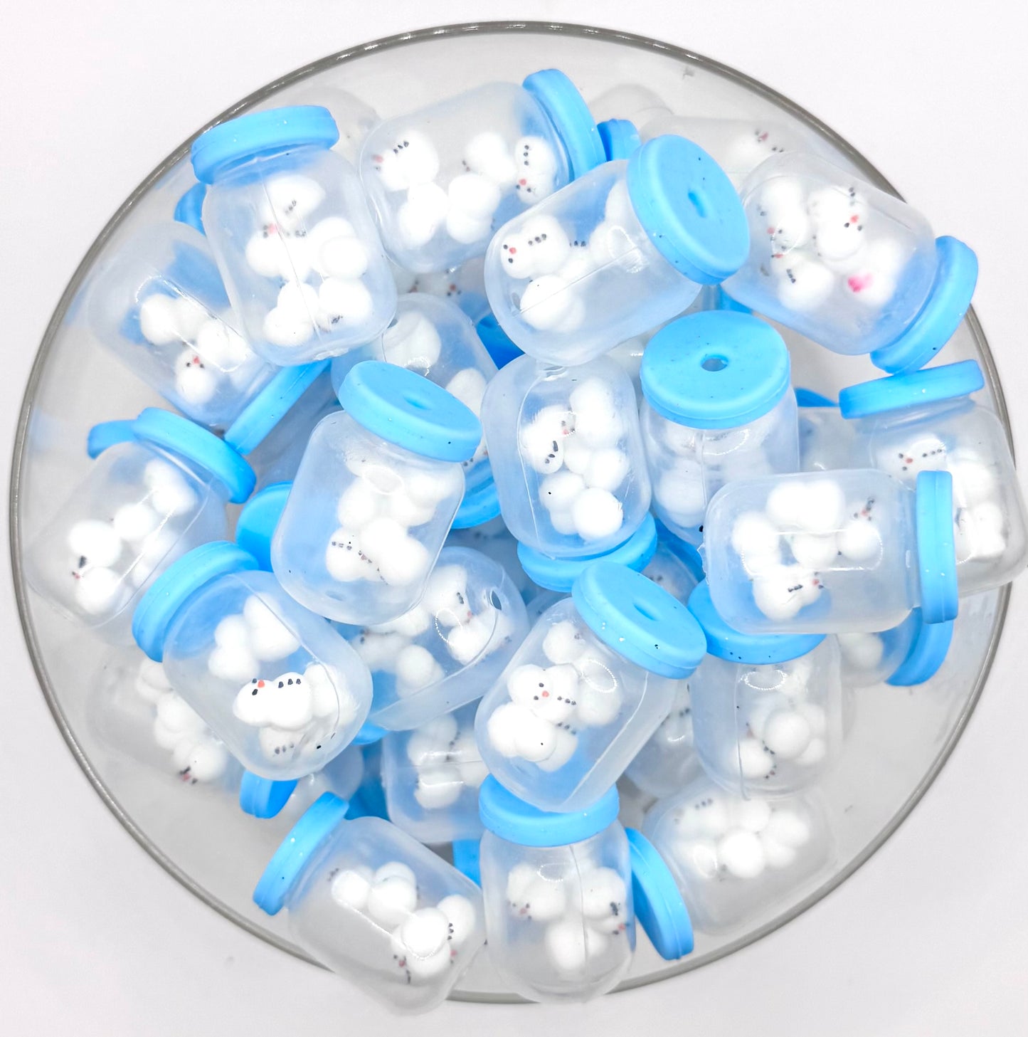3D snowman jar silicone focal bead