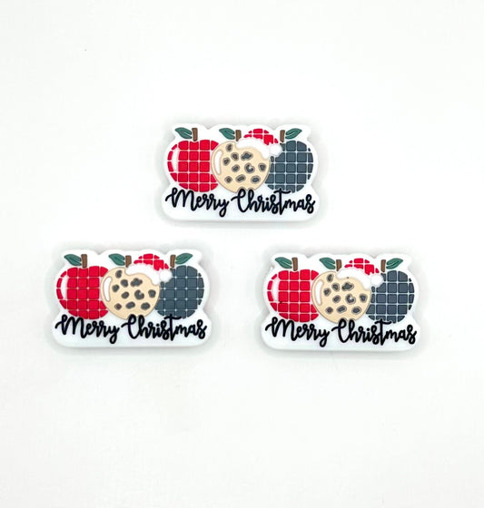 Merry Christmas silicone focal bead