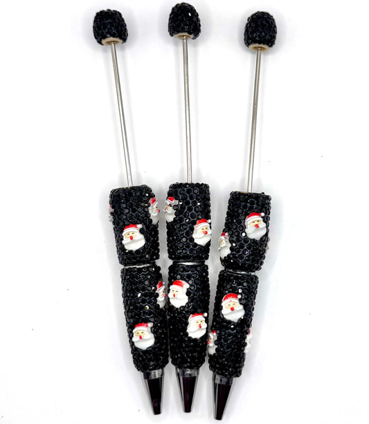 Black diamond Santa Christmas beadable pen