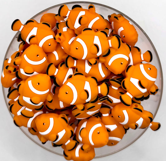 3D clown fish silicone focal bead