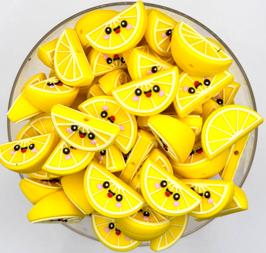 3D lemon slice silicone focal bead