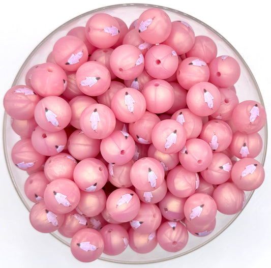 15mm pink marble Jesus walking on water (HBK exclusive) silicone bead