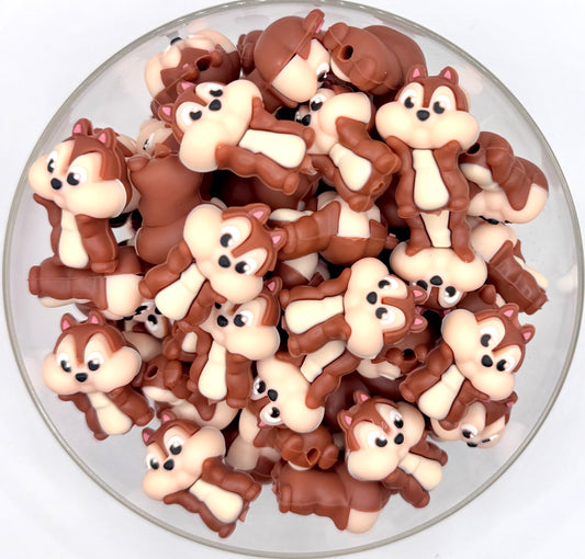 3D chipmunk silicone focal bead