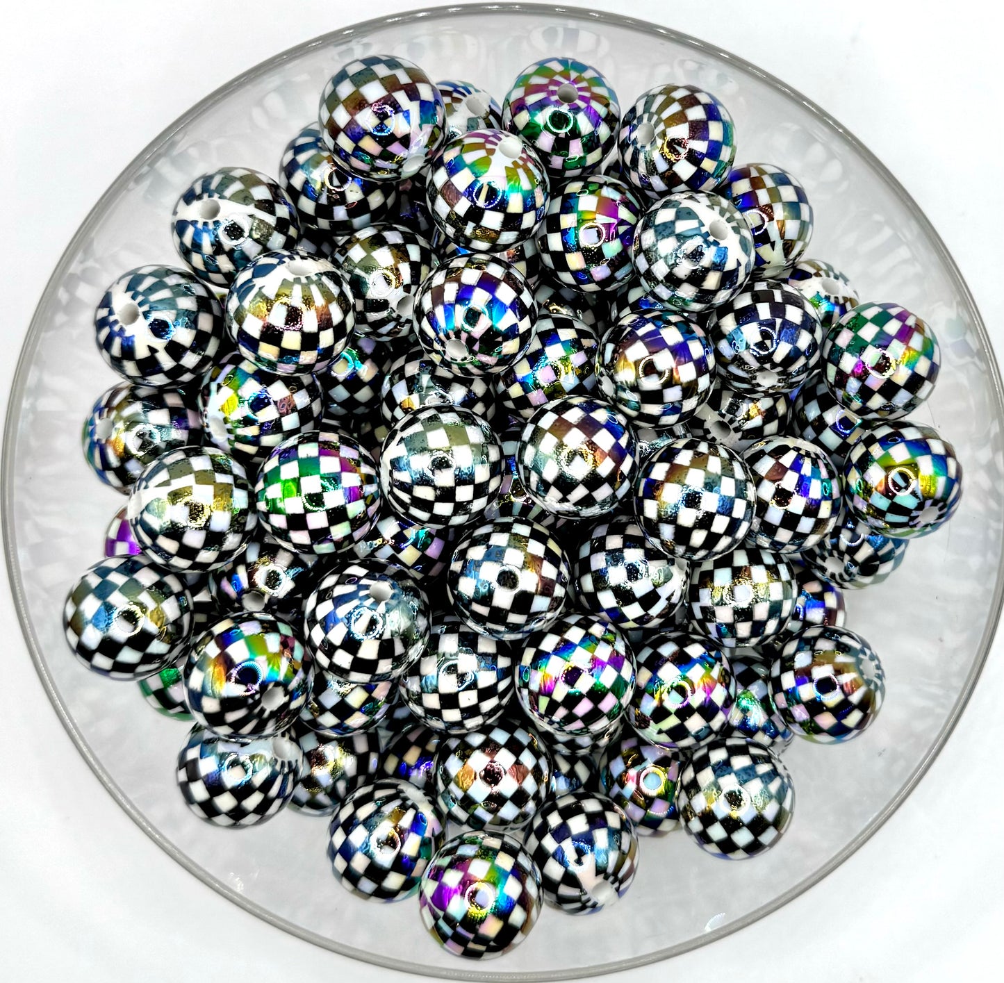 16mm acrylic checkered beads