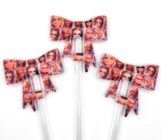 Multiple reactions (HBK exclusive) big bow silicone straw topper ￼