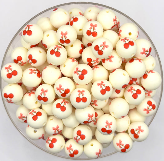 15mm cherry silicone bead