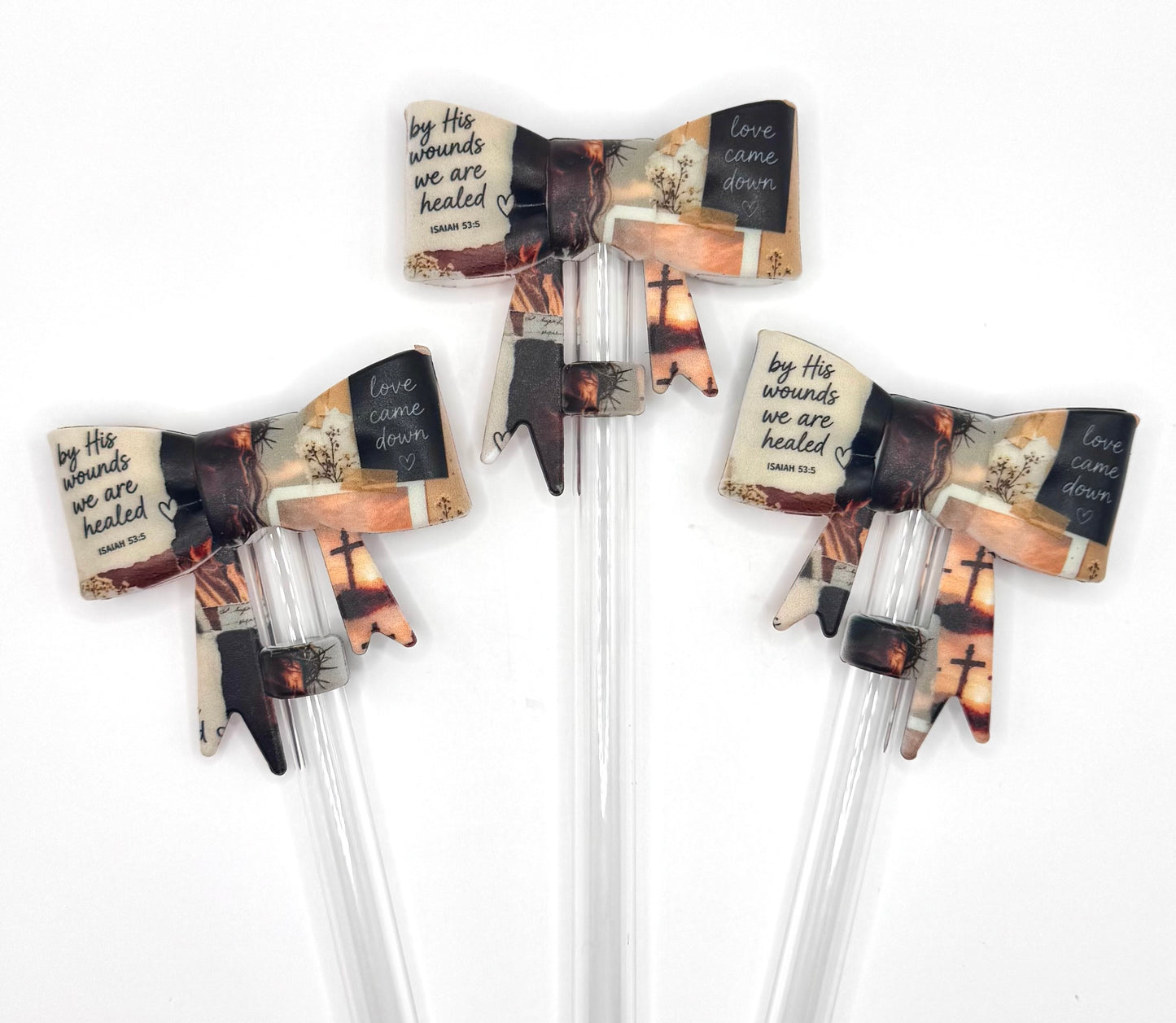 By his wounds, we are healed (HBK exclusive) silicone straw topper ￼