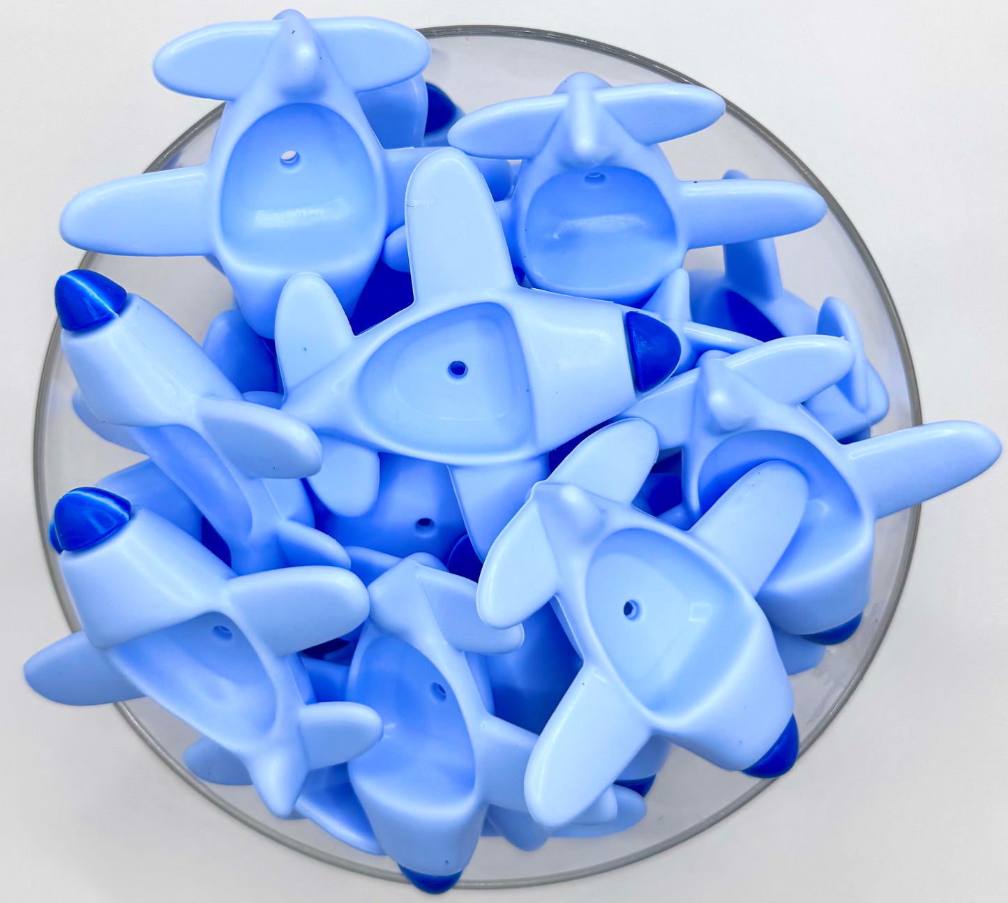 3D blue airplane (HBK exclusive) silicone focal bead