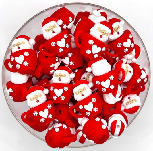 3D Santa christmas mug silicone focal bead