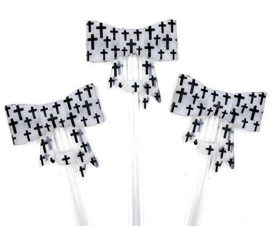 Black and white cross (HBK exclusive) silicone straw topper