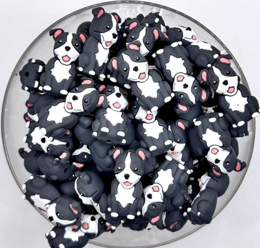 3D pit bull dog silicone focal bead