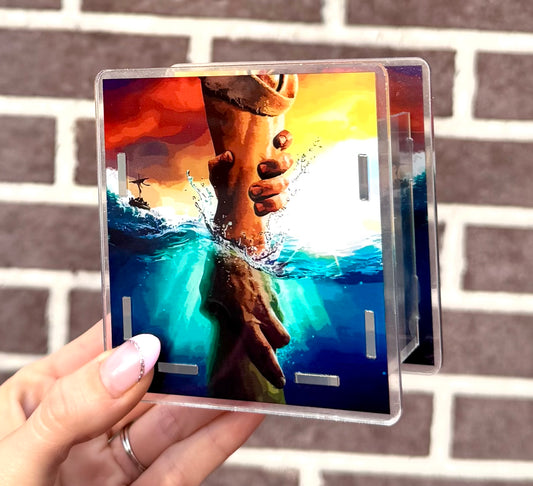 Jesus pulling Peter out of the water acrylic pen holder (HBK exclusive)