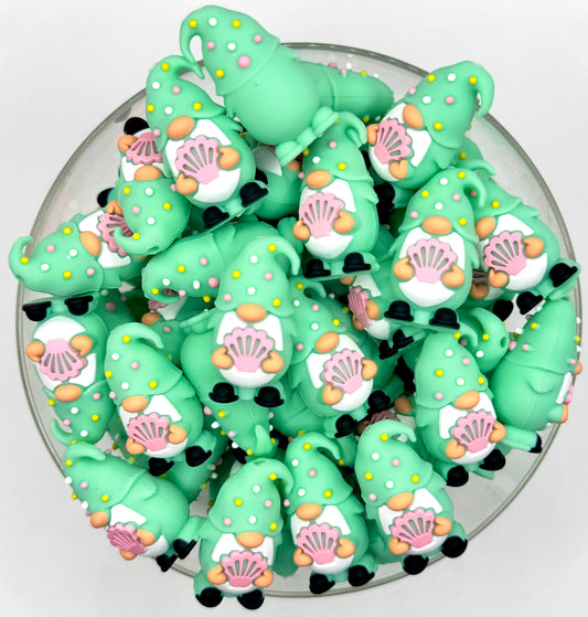 3D seashell gnome silicone focal bead