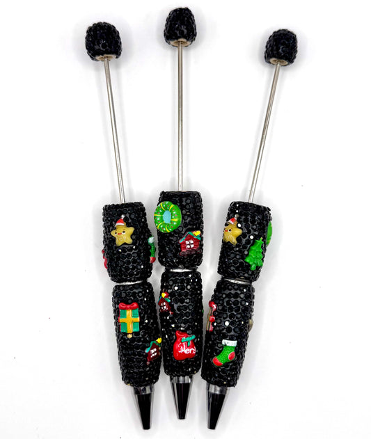 Black diamond Christmas beadbale pen