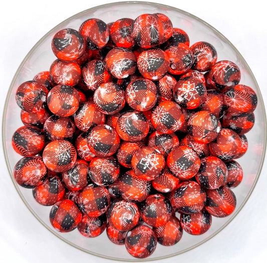 15mm Christmas buffalo plaid silicone beads