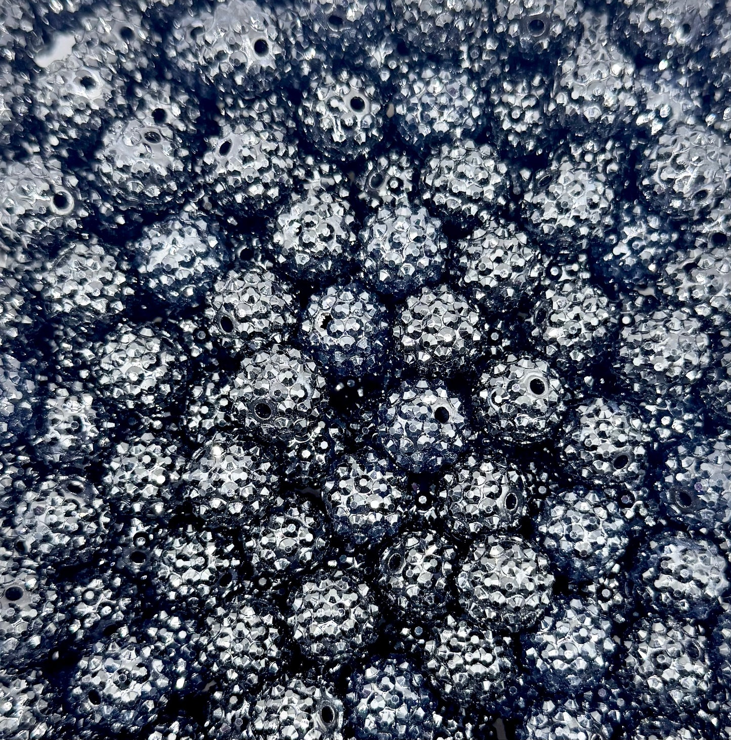 16mm black rhinestone acrylic bead