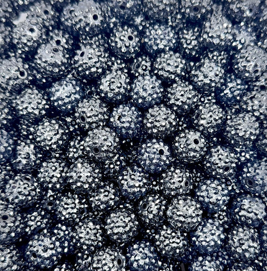 16mm black rhinestone acrylic bead