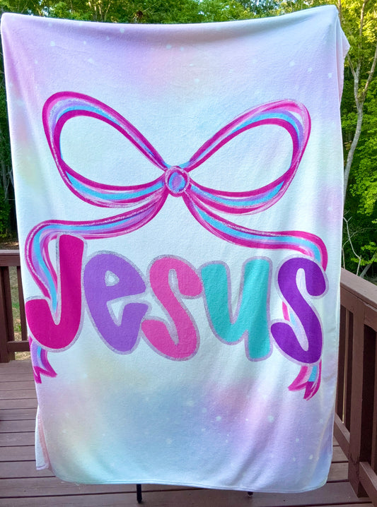 Watercolor JESUS (HBK exclusive) fluffy 79x60in blanket