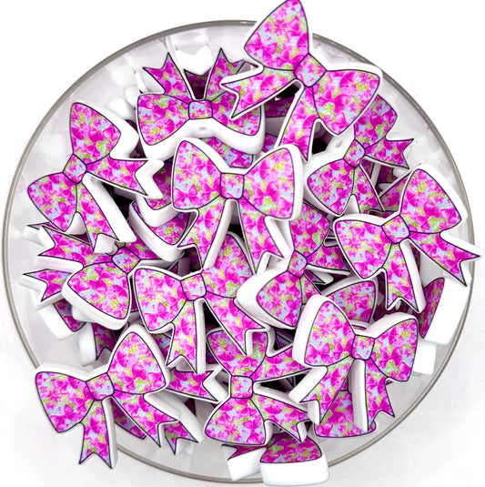 Blooming bows printed bow (HBK exclusive & collab) silicone focal bead