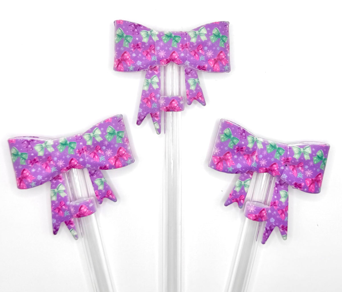 Bows & snowflakes big bow silicone straw topper