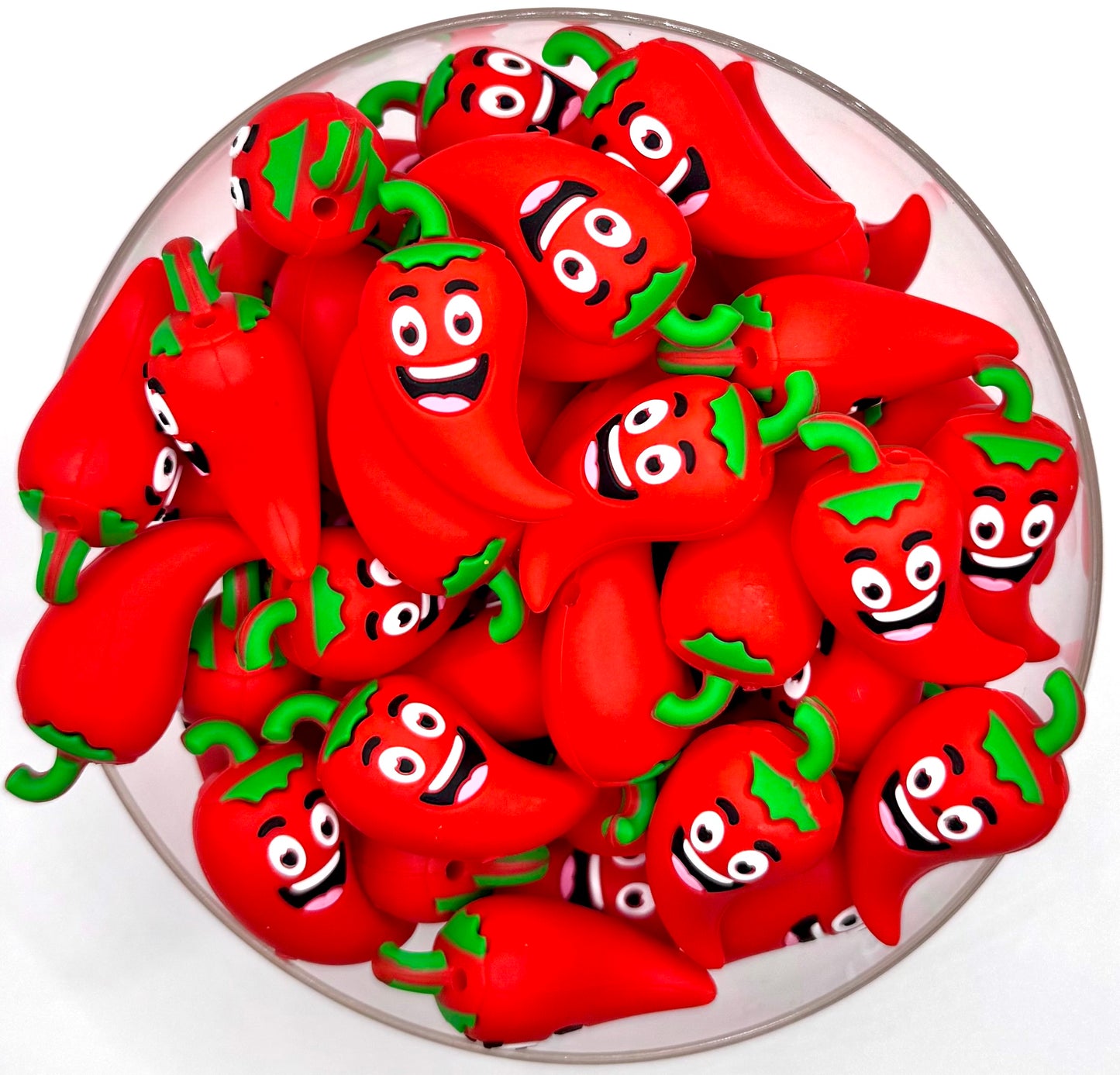 3D red hot chili silicone focal bead
