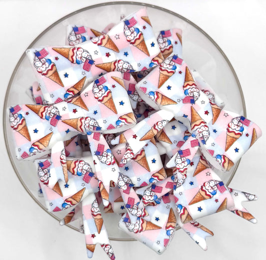 America ice cream bow silicone focal bead