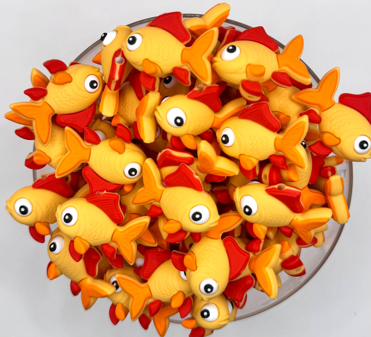 3D orange goldfish silicone focal bead